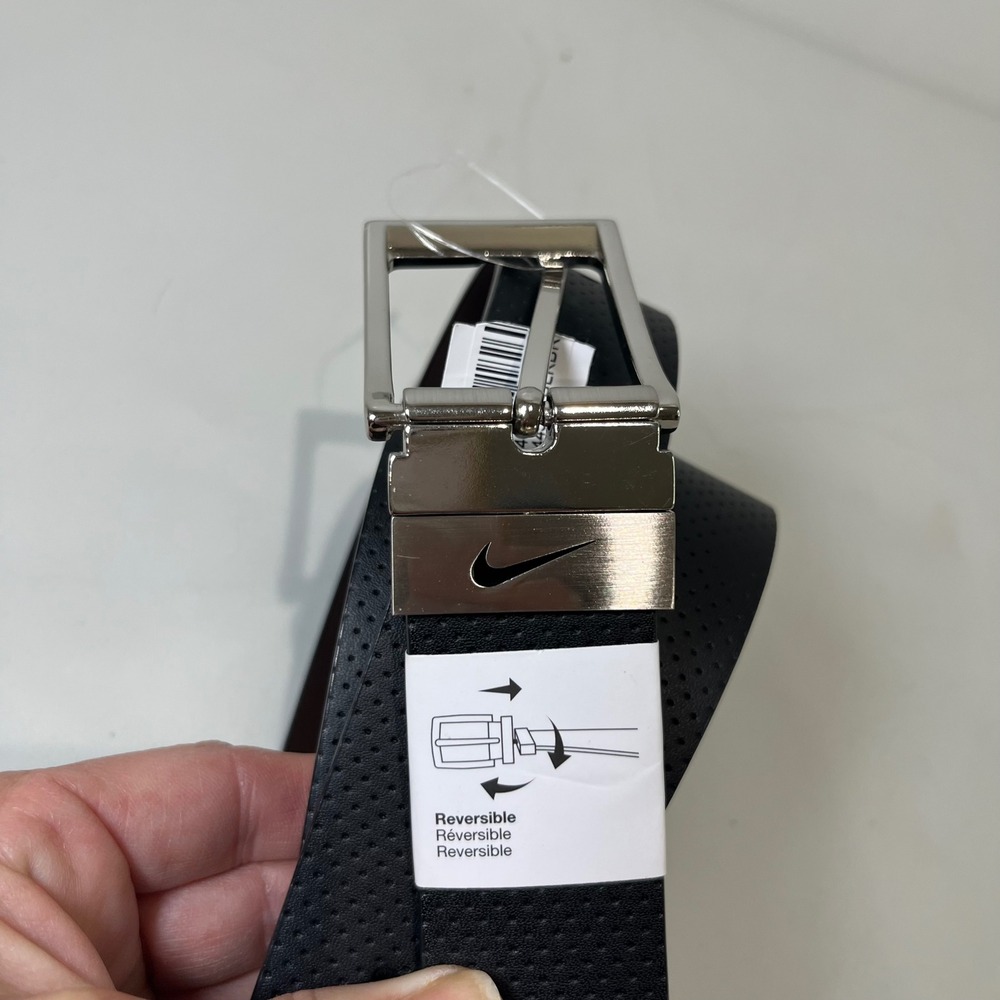 Nike Reversible Belt‎ Mens XL Black Brown Perforated Leather Golf Athletic NEW